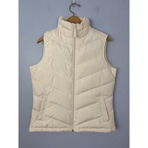 Lands’ End Ivory Down Filled Puffer Vest Women's Size S 6-8 Quilted
